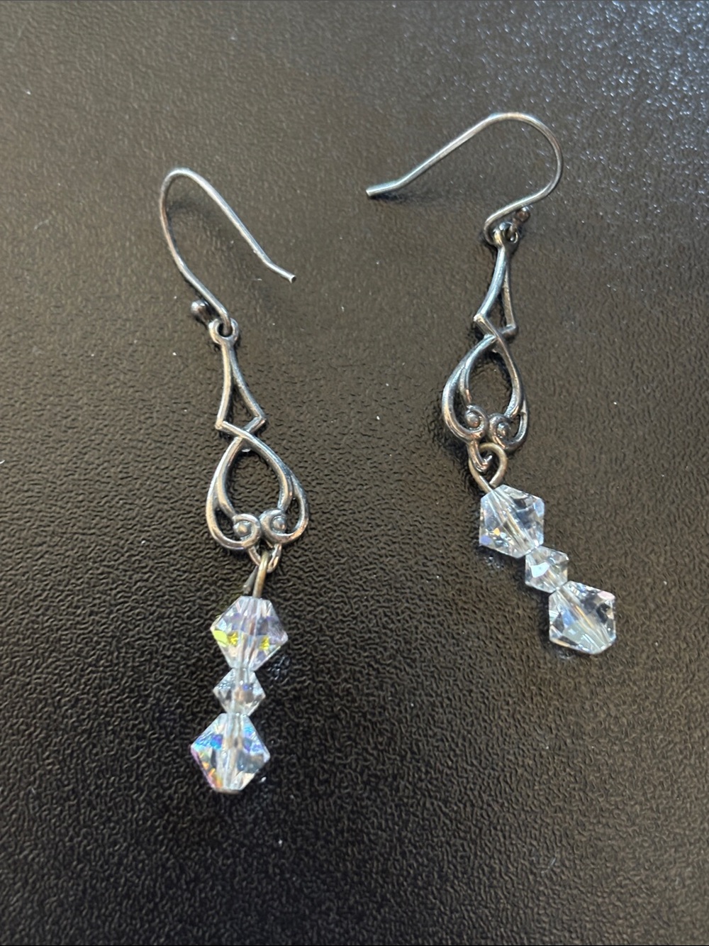 Silvertone Crystal Drop Earrings - Clear